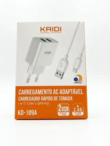 Carregador KAIDI Carregamento Rápido 1M C/Cabo lightining