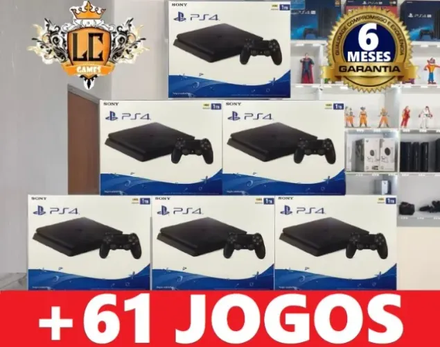 PLAYSTATION 4 SLIM 1TB + 71 JOGOS + O6 MES GARANTIA ( LOJA FISICA )