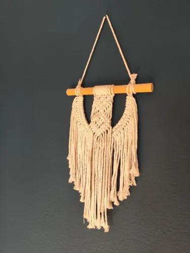 Kit 8 decorações em macramé e madeira