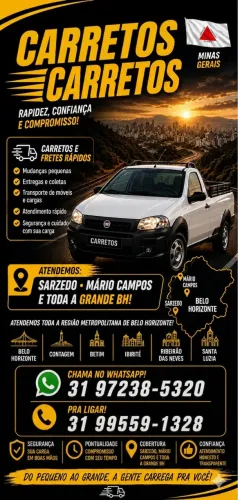 Faço Carretos e Pequenas Mudanças com Strada ou Carreto em Sarzedo, Mário Campos e Região