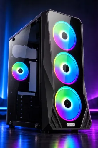 Gabinete Gamer Kalkan Husk Lite Preto Micro-ATX Sem Fans Vidro Temperado