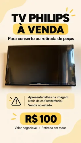 TV Philips, modelo 32PFL3508G/78, para conserto ou retirada de peças.