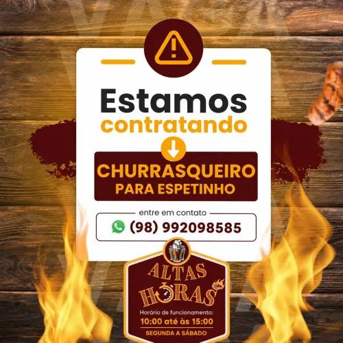 Atendente/Churrasqueiro para Marmitas e Espetinhos