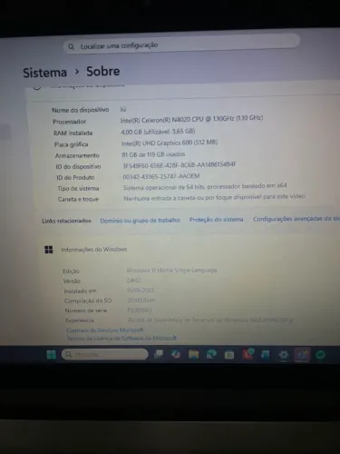 Notebook pouco usado.