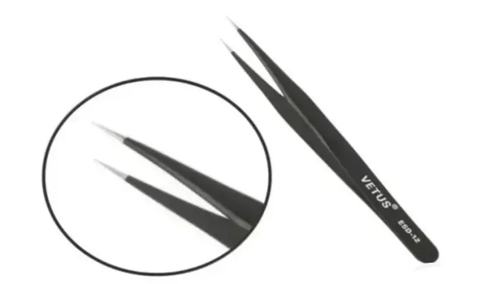 Pinça Vetus ESD-12 Reta Preta Extensão de Cílios