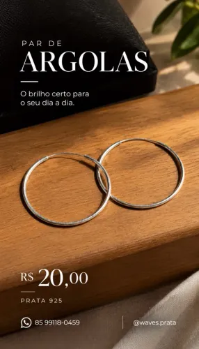 Par de Argolas Prata 925