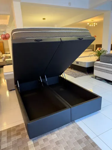 Cama BAÚ QUEEN COM COLCHÃO QUEEN ORTOBOM