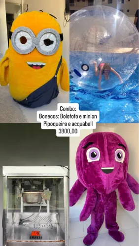 Combo: personagens, pipoqueira e acquaball