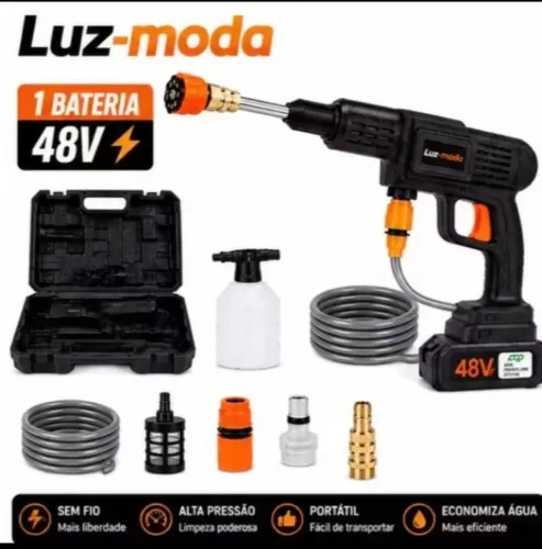 Lavadora de Alta Pressão Sem Fio 48V 2 Baterias Recarregáveis Kit Completo Luz-moda
