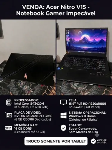 Notebook Gamer Acer Nitro v15