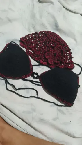 Conjunto top de crochê e Headpiece adulto