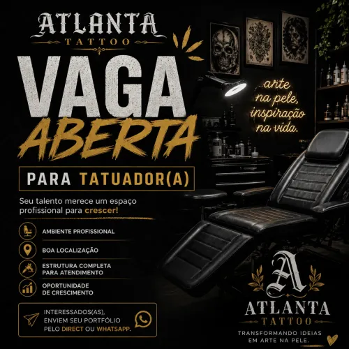 Vaga de emprego para tatuador ou tatuadora
