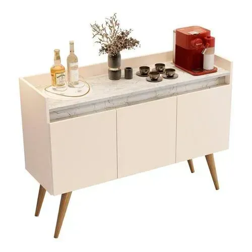Buffet Gold Marmorizado 3 portas Off/Marmore Branco