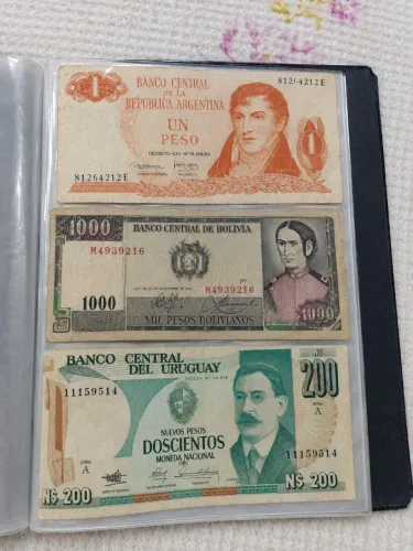 Notas de dinheiro antigas Raras e desgastadas, de países diferentes