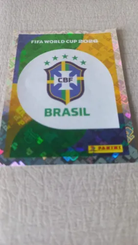 Figurinha brilhante escudo Brasil 2026 Copa do Mundo