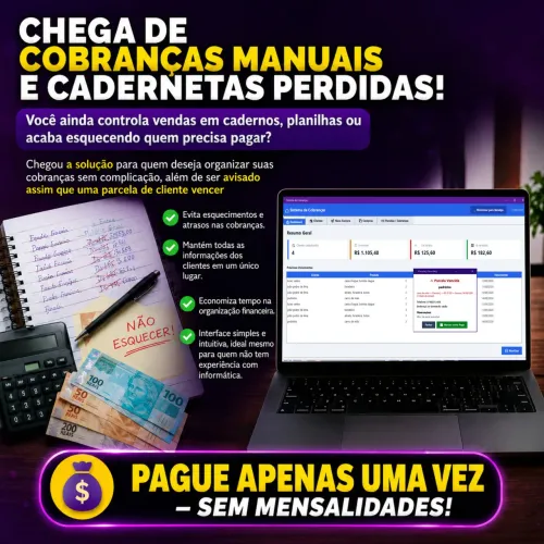 Programa para Organizar e gerenciar Clientes, vendas, parcelas e cobranças 
