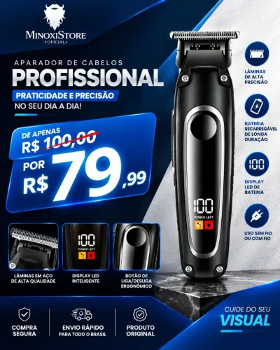 Máquina Sem Fio + Pentes + acessórios