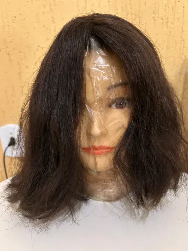 Peruca lace wig cabelo humano brasileiro 200 gramas com franja castanho