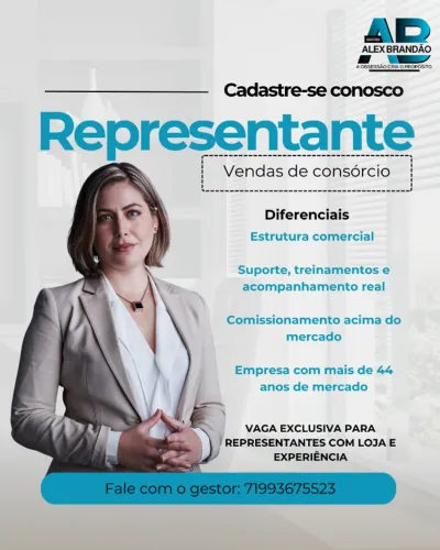 Vaga para Representante de Vendas de consórcio
