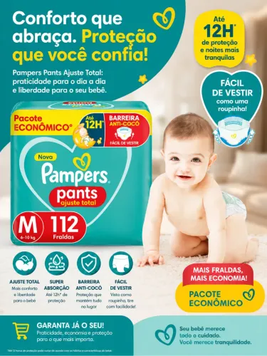 Fralda pampers pants TAM M com 112 unidades 