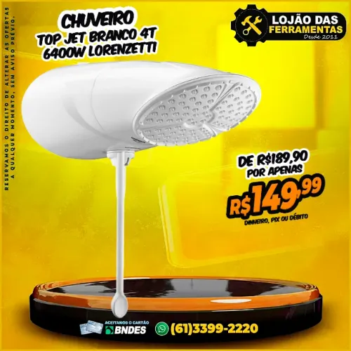 Chuveiro Top Jet Branco 4T 6400w Lorenzetti
