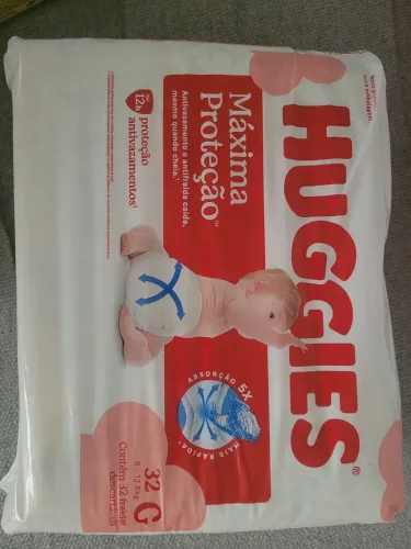 Pacote de 32 Fraldas G Huggies Máxima Proteção