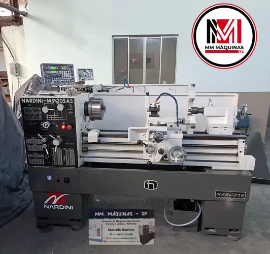 Torno mecânico nardini mascote MS205AS 1 metro maquina reformada com digital novo