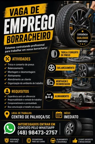 Contrato borracheiro com experiência 