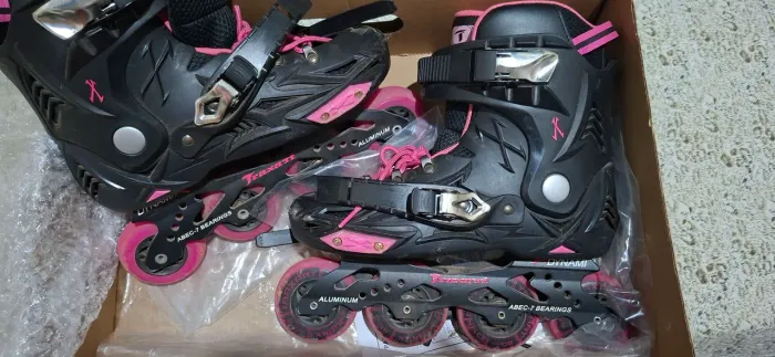 Patins inline traxart dynamix rosa e preto