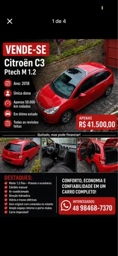 Citroen C3 Tendance Pure Tech 1.2 Flex 12V Mec. 2018