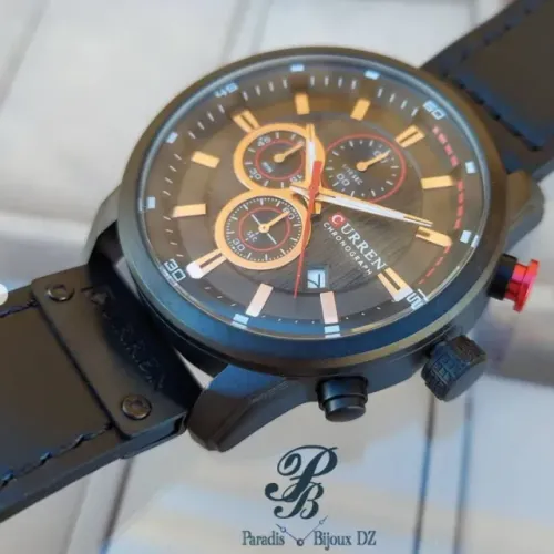 Relógio Masculino de Luxo Curren - de Couro - Preto (Novo)