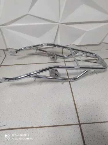 Bagageiro churrasqueira para Suzuki Intruder ou Haojue Chopper Road reforçado cromado 