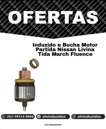 Induzido e Bucha Motor Partida Nissan Livina Tida March Fluence
