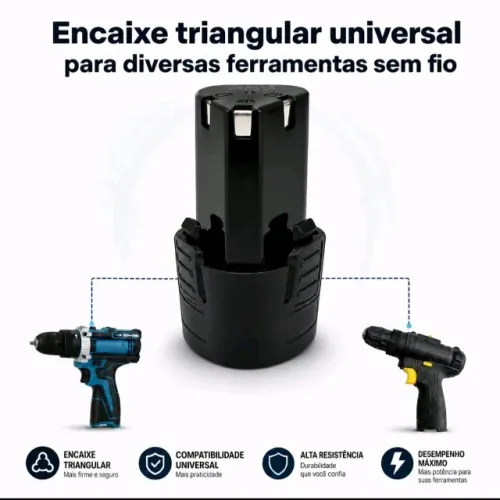 Kit com 3 Baterias de Lítio 12V/18V 1,5Ah Recarregáveis