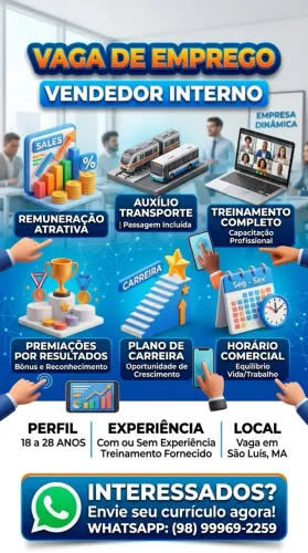 Vaga para vendedor interno 