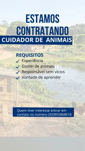 Vaga para cuidador de animais Responsável 