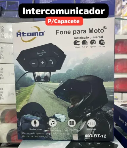 Fone de Ouvido Bluetooth para Capacete Átomo modelo MO-BT-12.