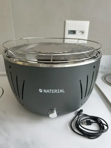 Churrasqueira Portátil a Carvão Table Grill Cinza Escuro Naterial