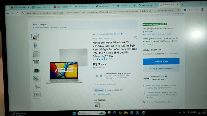 Notebook Asus vivobook 15 Intel core I5