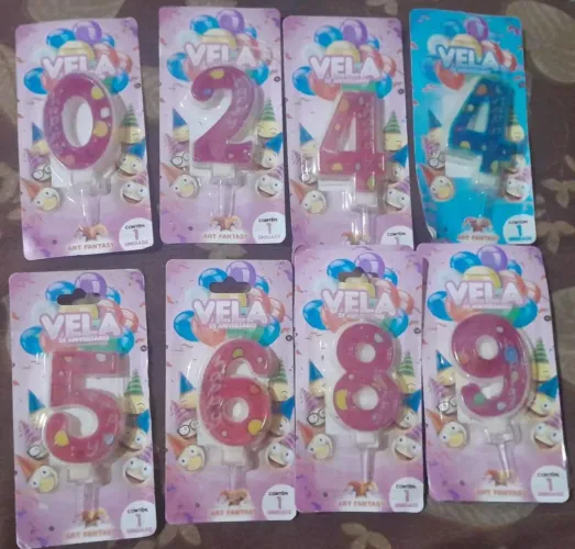 Velas de Aniversário Art Fantasy diversos números (valor da unidade)