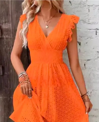 Vestido longo laranja vde leise tam M