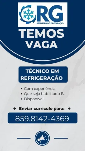 Vaga para técnico em Refrigeração.