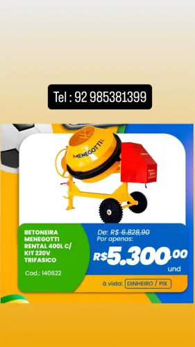 Betoneira menegotti 400l, menegotti monofásica e trifásica 