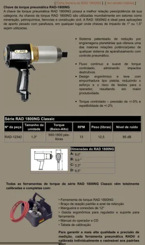 Chave de torque pneumática RAD-1800NG