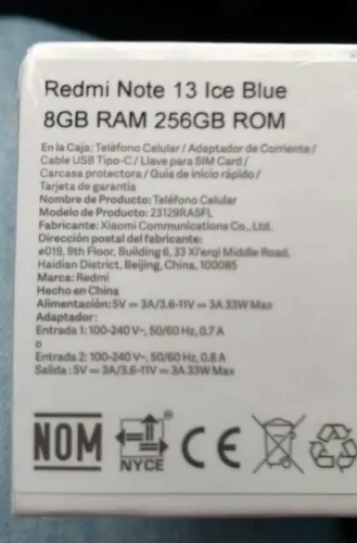 REDMI Note 13 Ice Blue 256GB ROM 8GB RAM