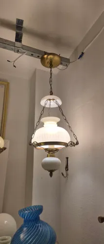 Lustre em opalina Medindo 73cm x 23,5cm