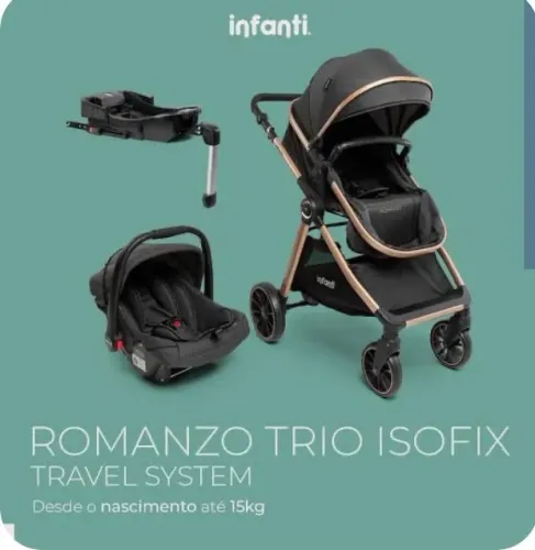 Carrinho com Moisés + bebê conforto com base isofix Romanzo duo