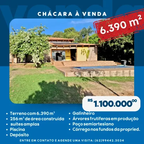 CHÁCARA À VENDA EM CALDAZINHA/GO, Terreno: 6.390 m²