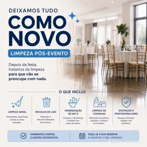 Limpeza pós festa e eventos