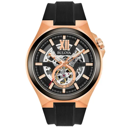 RELÓGIO BULOVA MAQUINA MASCULINO SILICONE PRETO